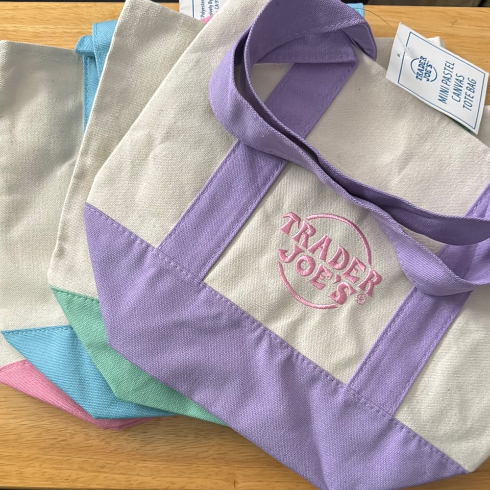 NWT Limited Edition 2025 Trader Joe's Pastel Mini Tote, set of 4